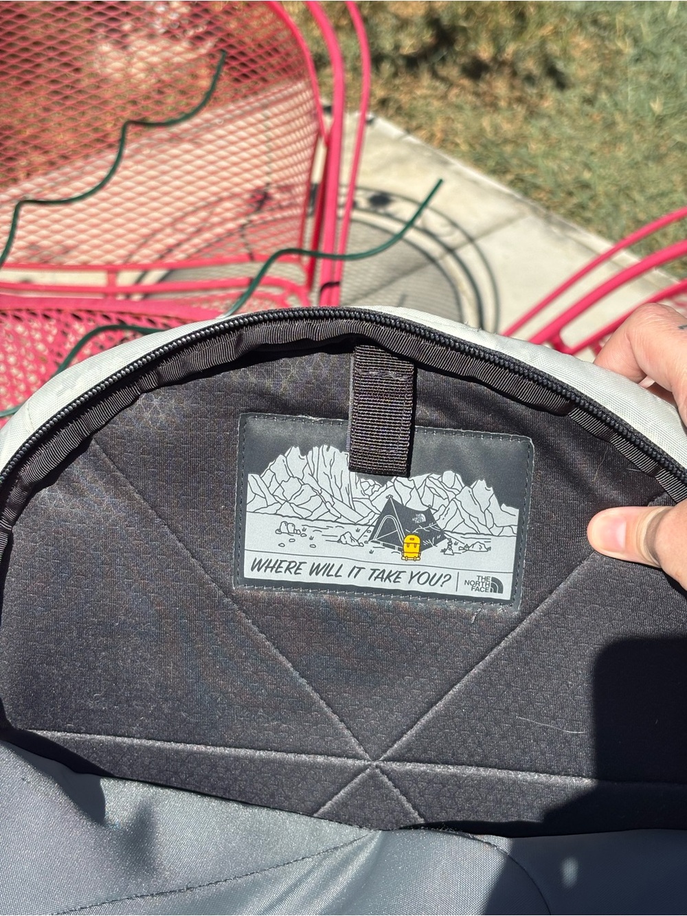 The North Face Black and White Daypack with Bungee Front - Picture 6 of 8